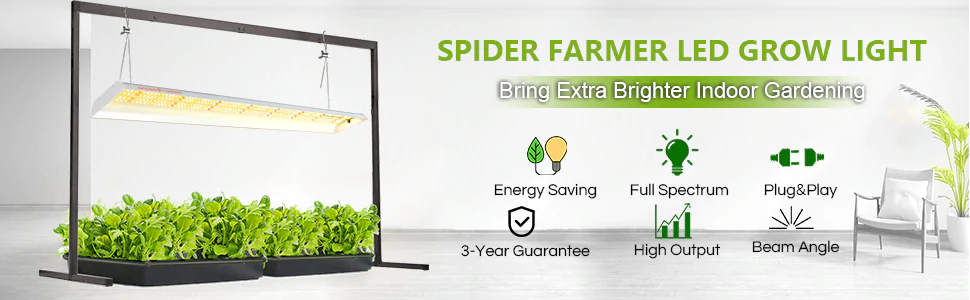 Spider Farmer SF600 74W ไฟ LED โรงงานเต็มสเปกตรัมพร้อมปุ่มหรี่ไฟ-A1